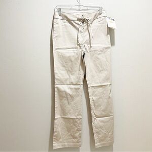 MELANIE D. Women’s Beige Khaki Tie Front Flare Leg Casual Pants USA Size XS